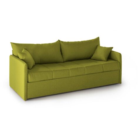 Dmora - Divano letto 3 posti Uberta, Sofà trasformabile per salotto, imbottito, sfoderabile, Qualità 100% Made in Italy, 205x86 h80 cm, Verde