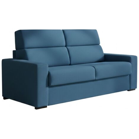 Dmora - Divano letto 3 posti Zeudi, Sofà trasformabile per salotto, imbottito, sfoderabile, Qualità 100% Made in Italy, 220x95 h100 cm, Blu