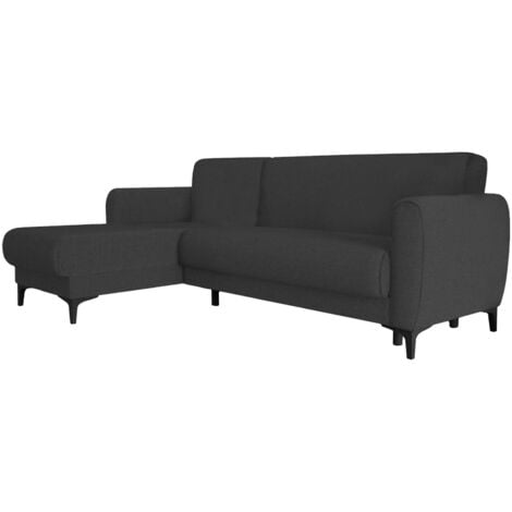 Dmora - Divano letto con penisola Aber, Divano ad angolo reversibile, Sofà contenitore moderno con chaise longue e 3 cuscini, 230x153h85 cm, Antracite
