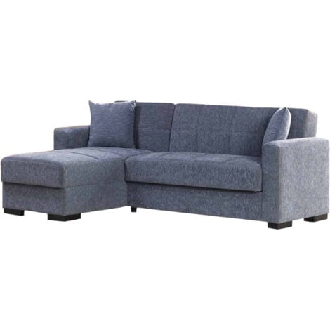Dmora - Divano letto con penisola Armadillo, Divano ad angolo reversibile, Sofà contenitore da soggiorno con chaise longue e 2 cuscini, 230x150h81 cm, Grigio