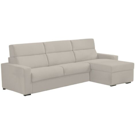 Dmora - Divano letto con penisola Celleno, Sofà angolare trasformabile per salotto, imbottito, sfoderabile, Qualità 100% Made in Italy, 280x160 h100 cm, Beige