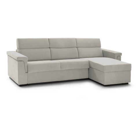 Dmora - Divano letto con penisola Esca, Sofà angolare trasformabile per salotto, imbottito, sfoderabile, 100% Made in Italy, 285x160 h100 cm, Beige