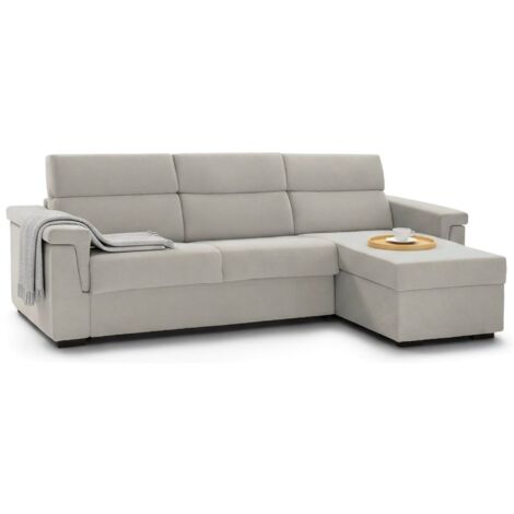 Dmora - Divano letto con penisola Ganzaria, Sofà angolare trasformabile per salotto, imbottito, sfoderabile, Qualità 100% Made in Italy, 285x160 h100 cm, Beige
