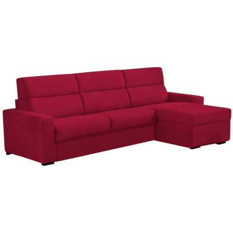 Dmora - Divano letto con penisola Nuccia, Sofà angolare trasformabile per salotto, imbottito, sfoderabile, Qualità 100% Made in Italy, 280x160 h100 cm, Rosso