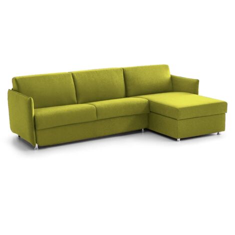Dmora - Divano letto con penisola Sumirago, Sofà angolare trasformabile per salotto, imbottito, sfoderabile, Qualità 100% Made in Italy, 260x160 h90 cm, Verde