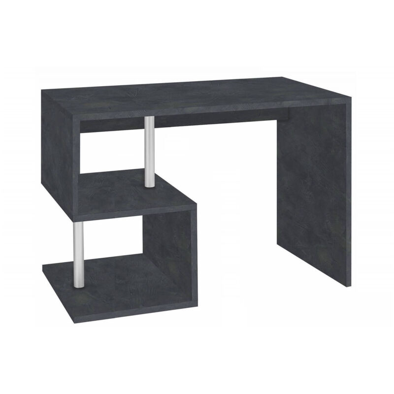 

Escritorio moderno en Esse para oficina y estudio con estante, Made in Italy, mesa de ordenador, escritorio de PC, cm 100x50h78, color gris ceniza