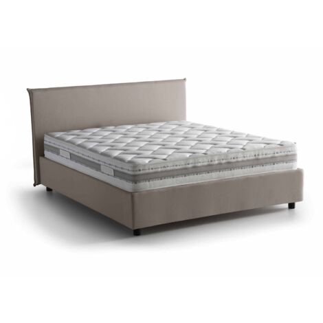 Dmora - Doppelbett Dahmeta, Containerbett mit Stoffbespannung, 100% Made in Italy, Frontöffnung, inklusive Matratze Cm 140x190, Turteltaube