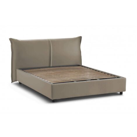Dmora - Doppelbett Dbaji, Containerbett mit Stoffbespannung, 100% Made in Italy, Frontöffnung, passend für Matratze Cm 160x200, Turteltaube