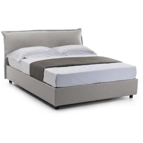 Dmora - Doppelbett Dbianc, Containerbett mit abnehmbarem Bezug mit gepolstertem Kopfteil und Bettrahmen, 100% Made in Italy, inklusive Matratze 160 x 190 cm, Grau