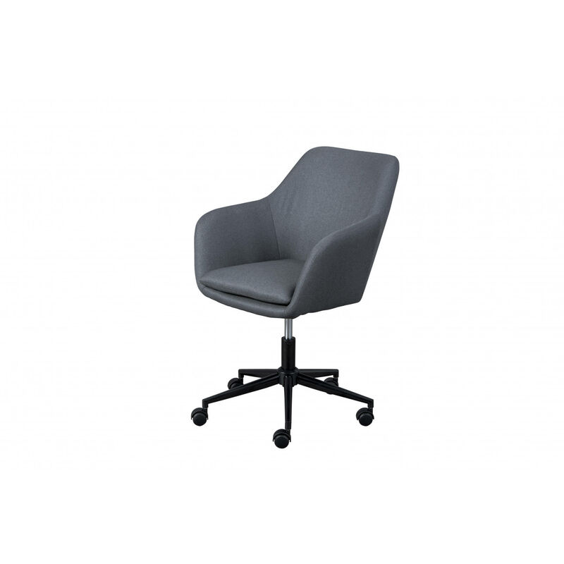 Dmora - Dreh- und anhebbarer Sessel mit Rädern, Metallrahmen und Polsterung mit grauer verstärkter Sitzfläche, cm 61,50x63x83,5-91