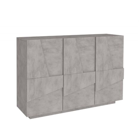 Dmora Eingangsmöbel mit 3 Türen und Innenregalen, Made in Italy, Moderne Eingangshalle, Sideboard für Atrium, 121x38h86 cm, Farbe Schiefergrau