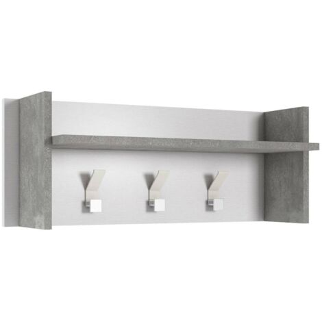 Dmora Eingangsmöbel Narciso, Garderobenständer mit 3 Haken, Regal zur Aufbewahrung im Flur, 100% Made in Italy, Cm 90x29h34, Weiß und Beton
