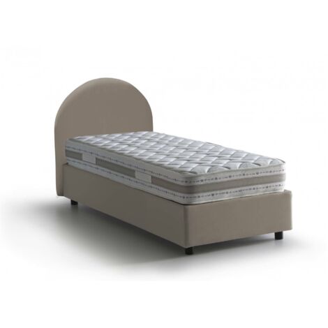 Dmora - Einzelbett Dabaja, Containerbett mit Kunstlederbezug, 100% Made in Italy, Frontöffnung, inklusive Matratze 80x190 cm, Turteltaube