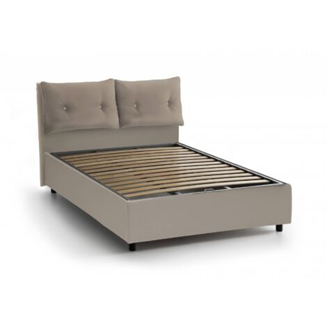 Dmora - Einzelbett Diovin, Containerbett mit Kunstlederbezug, 100% Made in Italy, Frontöffnung, passend für Matratze 80x190 cm, Turteltaube
