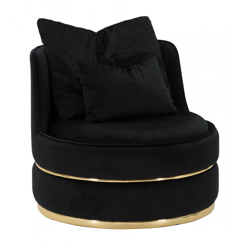 Dmora Eleganter und origineller Sessel aus Kiefernholz, mit schwarzem Stoff bezogen, Maße 84 x 72 x 84 cm