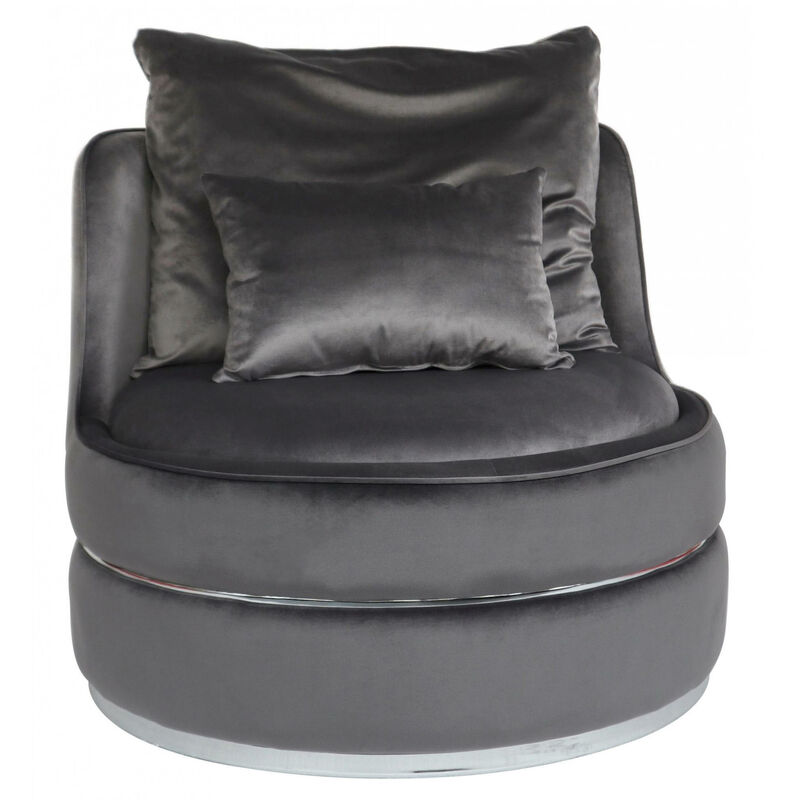 Eleganter und origineller Sessel, Struktur aus Kiefernholz, mit grauem Stoff bezogen, Maße 84 x 72 x 84 cm - Dmora