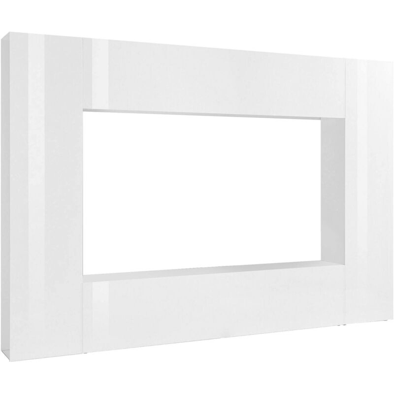 Dmora - lément mural de salon, Fabriqué en Italie, Base de meuble tv et éléments hauts et étagères, Ensemble de salon moderne, 260x30h180 cm, Couleur