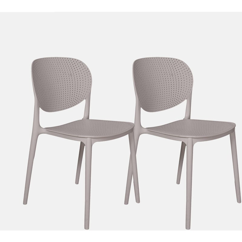 Dmora - Ensemble de 2 chaises empilables modernes en métal et polypropylène, pour salle à manger, cuisine ou salon, cm 46x51h82, Assise h cm 47,