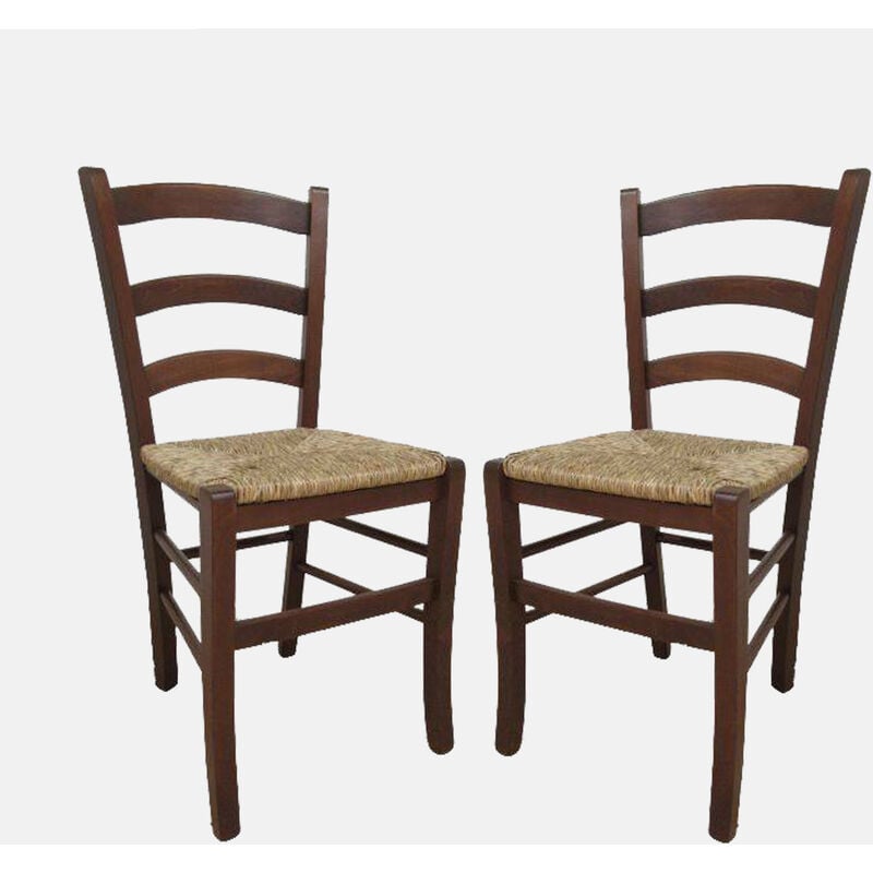 Dmora - Ensemble de 2 chaises en bois classiques, pour salle à manger, cuisine ou salon, Made in Italy, cm 44x45h87, Assise h cm 43, Couleur Noyer