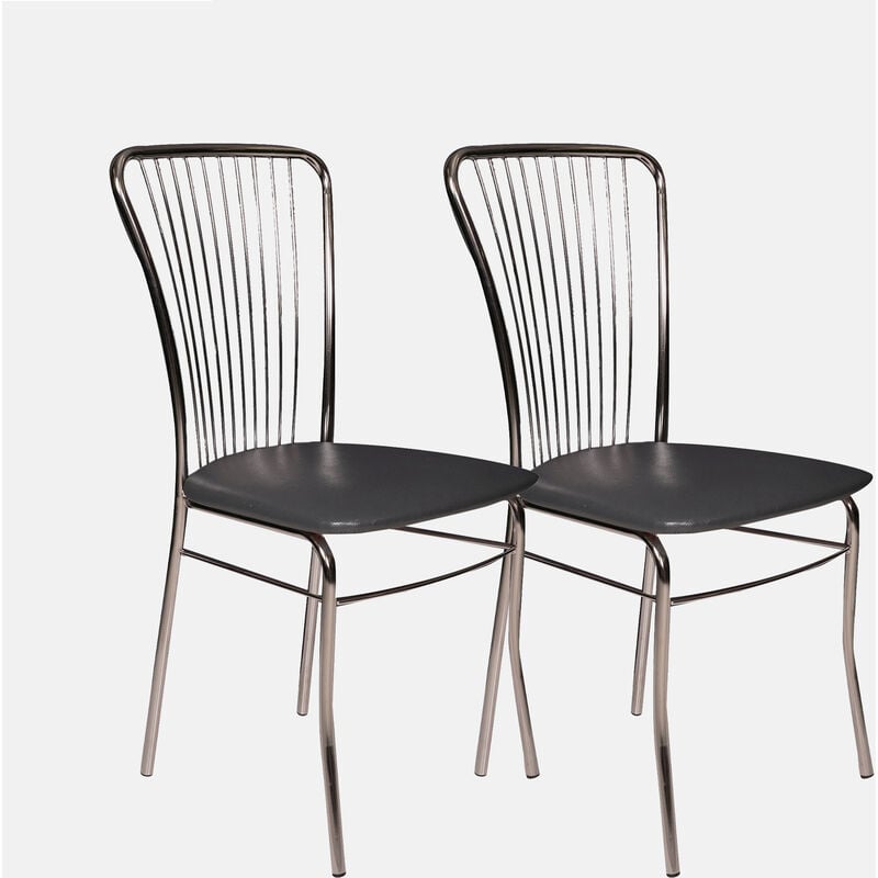 Dmora - Ensemble de 2 chaises modernes en éco-cuir, pour salle à manger, cuisine ou salon, cm 45x45h93, couleur gris
