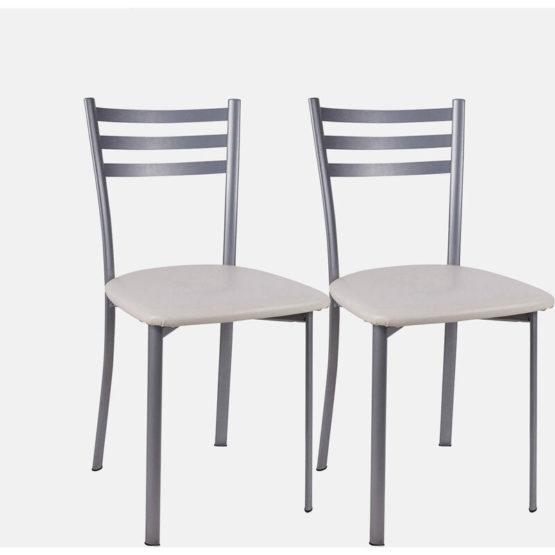 Dmora - Ensemble de 2 chaises modernes en éco-cuir, pour salle à manger, cuisine ou salon, cm 47x42h84, assise h cm 45, couleur blanche, avec