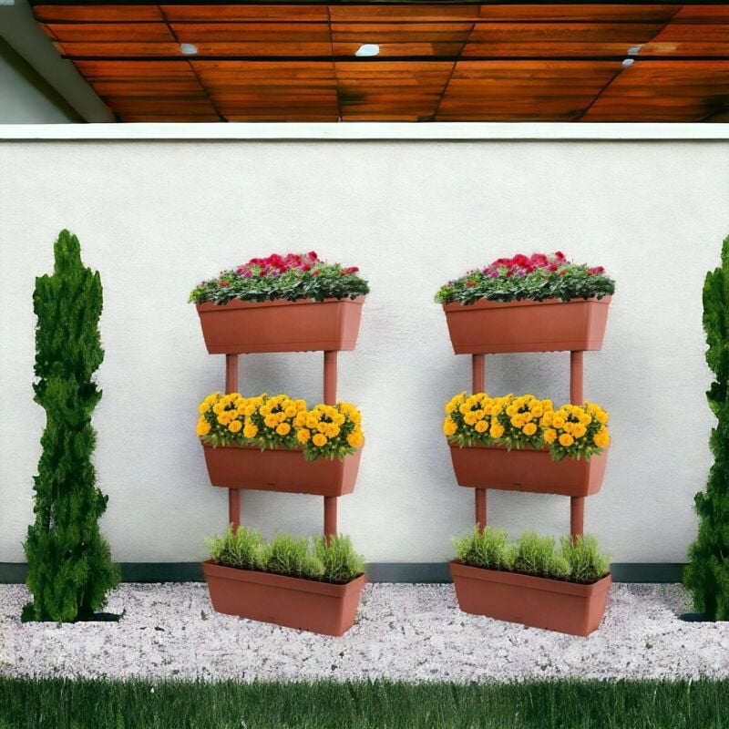 Ensemble de 3 vases pour Jardin de légumes à domicile, ensemble de 3 vases de porte de fleurs pour intérieur ou extérieur, 100% Made in Italy,