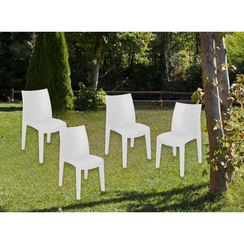 Chaise d'extérieur Ravenna, Chaise de jardin, Chaise pour table à manger, Fauteuil d'extérieur effet rotin, 100% Made in Italy, Ensemble de 4, Cm