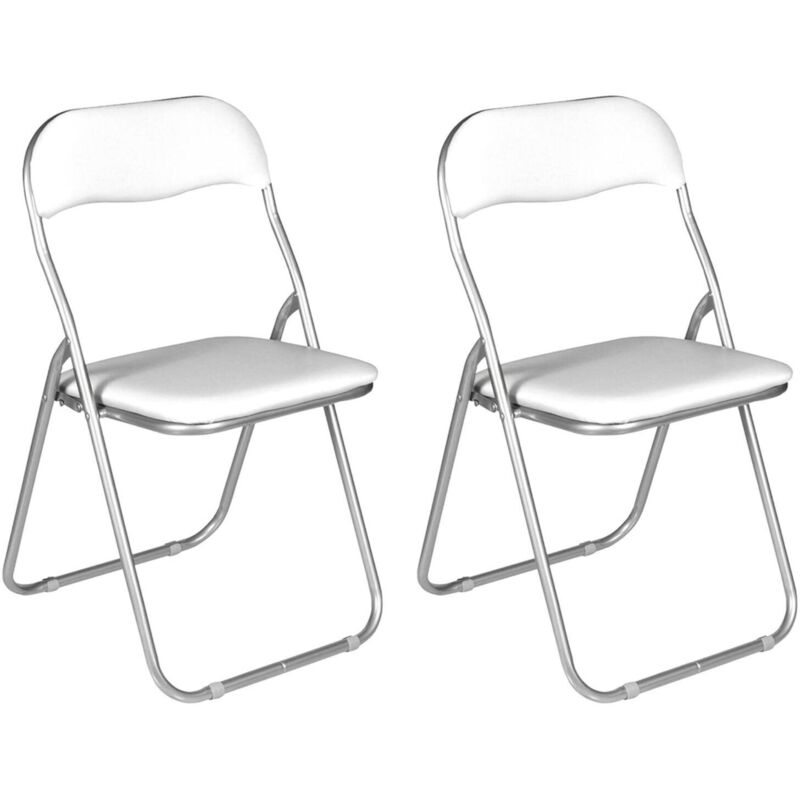 Ensemble de deux chaises pliantes, couleur blanche, Mesures 43 x 47 x 78 cm, avec emballage renforcé - Dmora