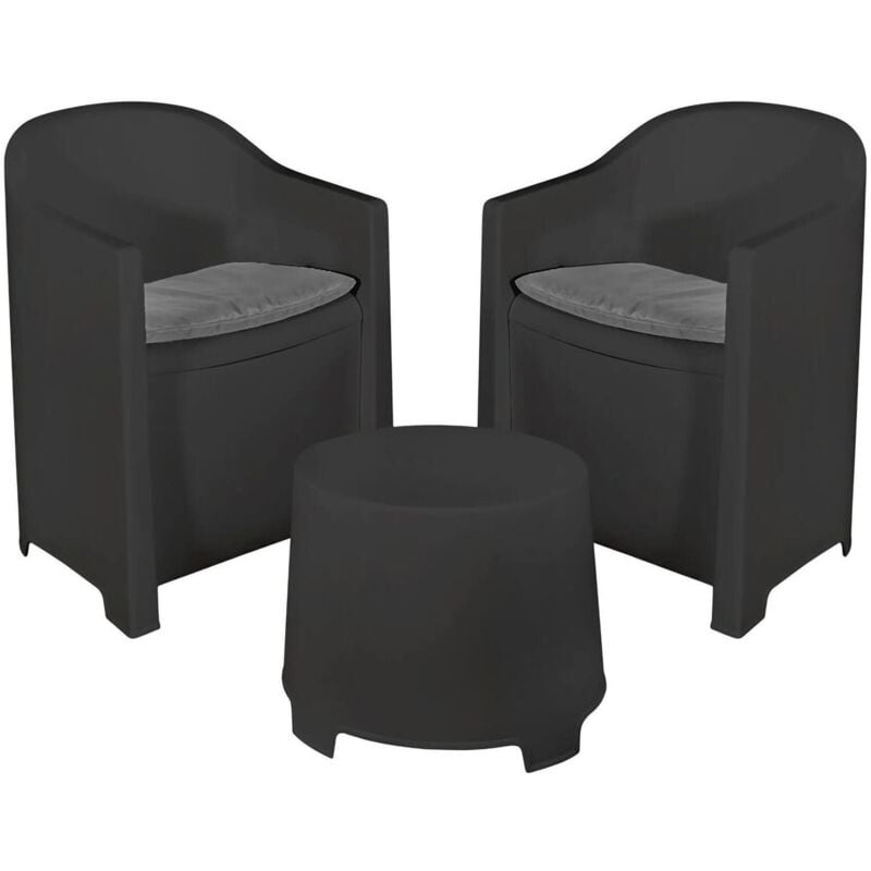 Dmora - Ensemble de salon d'extérieur Milazzo, Composition de jardin avec 2 fauteuils et 1 table basse, Salon intérieur et extérieur avec coussins,