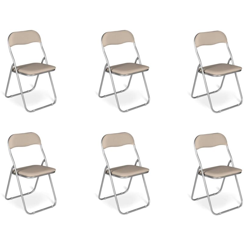 Dmora - Ensemble de six chaises pliantes, couleur sable, Mesures 43 x 47 x 78 cm, avec emballage renforcé
