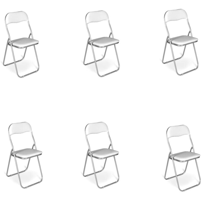 Ensemble de six chaises pliantes, couleur blanche, Mesures 43 x 47 x 78 cm - Dmora