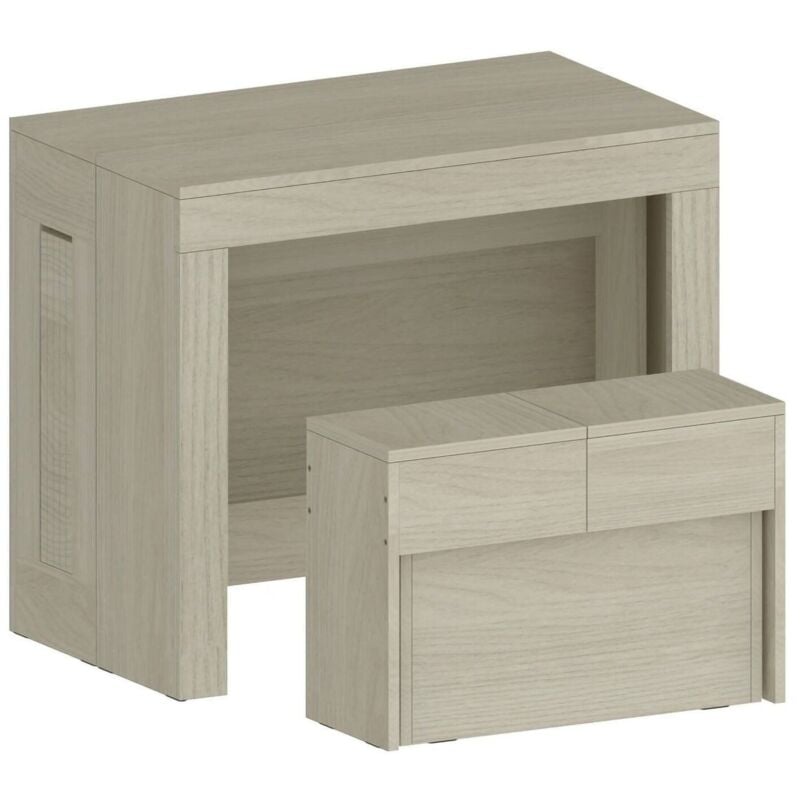 Ensemble table et chaises Crispin, Composition polyvalente, Ensemble avec console et 1 banc extensible, 100% Made in Italy, 66x25h45 cm, Olmo, avec