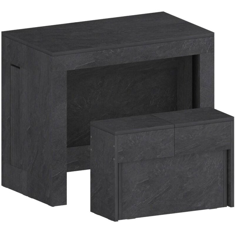 Dmora - Ensemble table et chaises Dardizzon, Composition polyvalente, Ensemble avec console et 1 banc extensible, 100% Made in Italy, 66x25h45 cm,