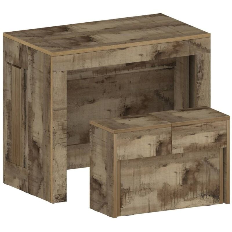 Dmora - Ensemble table et chaises Dardizzon, Composition polyvalente, Ensemble avec console et 1 banc extensible, 100% Made in Italy, 66x25h45 cm,