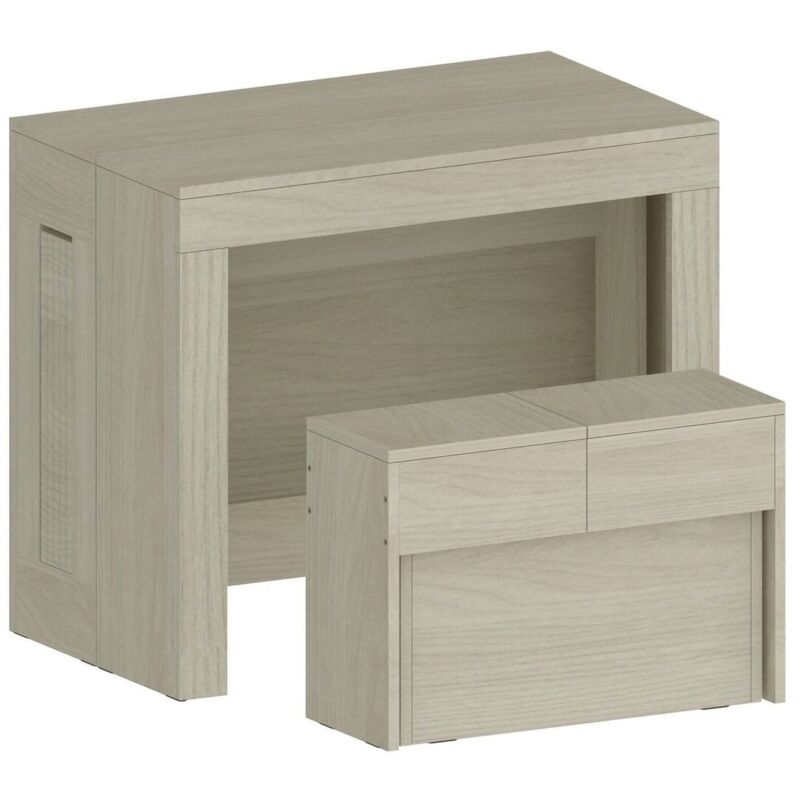 Dmora - Ensemble table et chaises Dardizzon, Composition polyvalente, Ensemble avec console et 1 banc extensible, 100% Made in Italy, 66x25h45 cm,