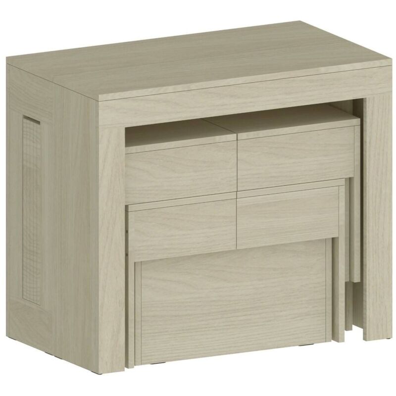 Dmora - Ensemble table et chaises Eric, Composition polyvalente, Ensemble avec console et 2 bancs extensibles, 100% Made in Italy, 66x25h45 cm, Olmo,