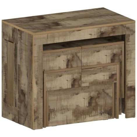 Dmora – Ensemble table extensible avec 2 bancs – Console intégrée – Dimensions 66x25h45 cm – Panneaux mélamine résistants – 100% Made in Italy