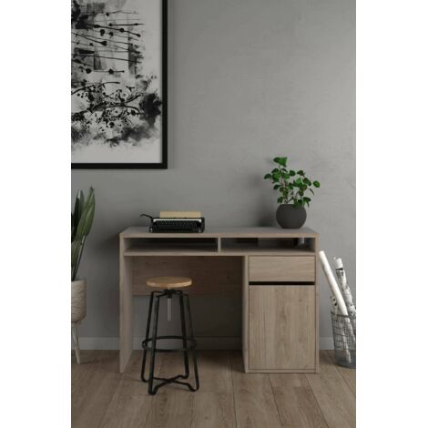 Dmora - Escritorio Abbadu, Escritorio multiusos, Mesa de oficina para PC, El plan de trabajo, 110x48 h77 cm, Roble