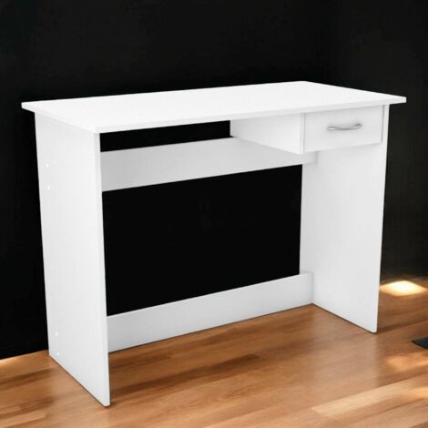 Dmora - Escritorio Bargagli, Escritorio multiusos, Mesa de oficina para PC, El plan de trabajo, 101x49 h76 cm, Blanco mate