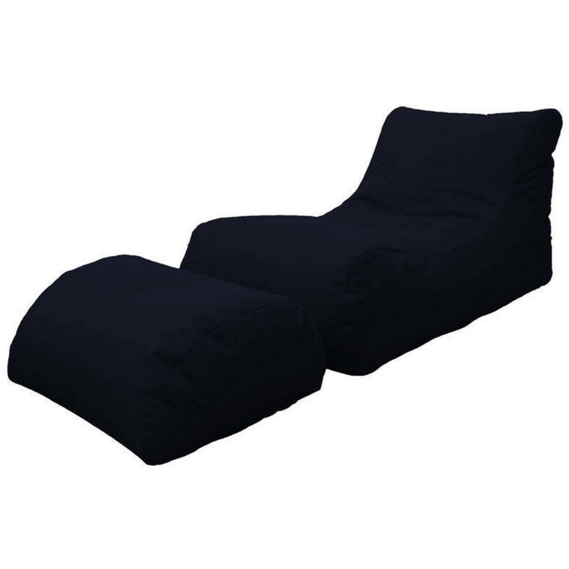 

Chaise longue de salón moderno, Made in Italy, Sillón con reposapiés de nailon, Puf tapizado para dormitorio, 120x80h60 cm, Color negro - Dmora