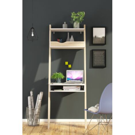 Dmora Escritorio decorativo, color blanco y roble, 65 x 180 x 48 cm, con embalaje reforzado