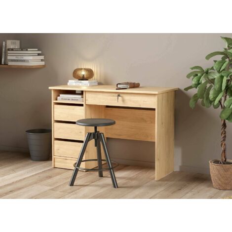 Dmora - Escritorio Eliane, Escritorio multiusos, Mesa de oficina para PC, El plan de trabajo, 109x49 h76 cm, Roble