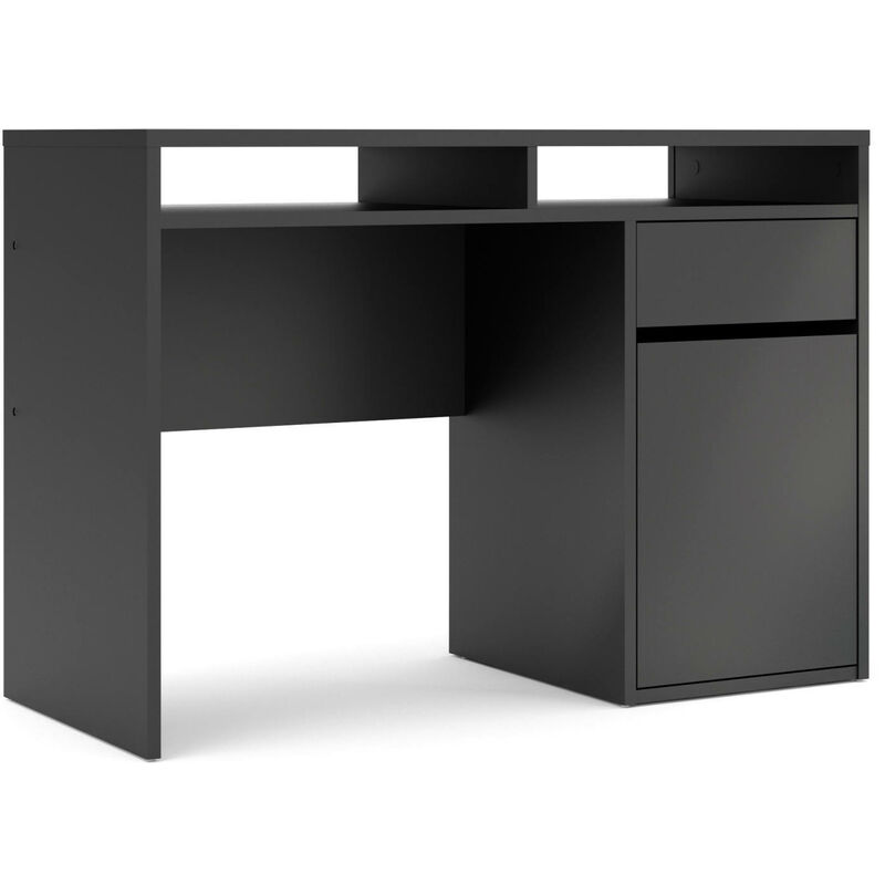 

Escritorio Linear con una puerta y un cajón, color negro, 110,2 x 77,4 x 48,2 cm - Dmora