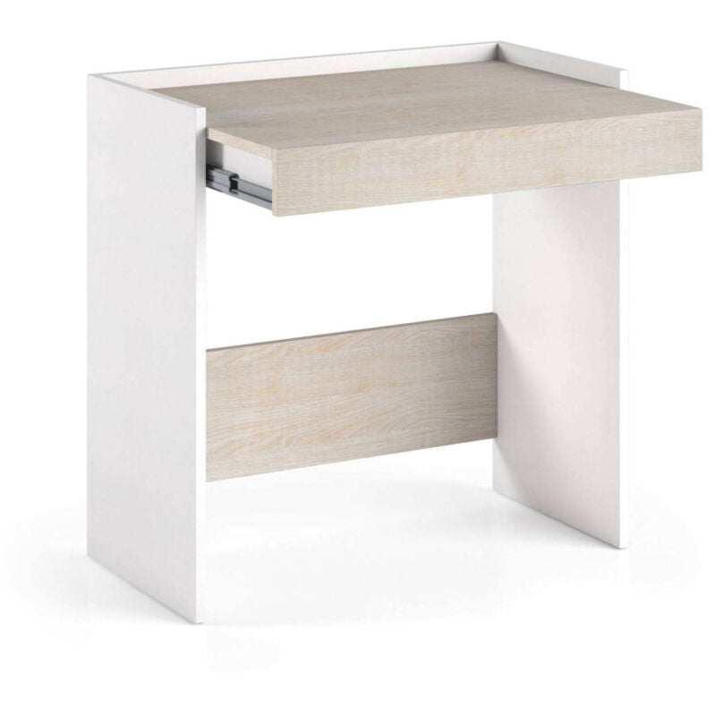 

Escritorio moderno con 1 cajón, 100% Made in Italy, mesa de PC con estante ajustable, 80x40h79 cm, color blanco y roble - Dmora