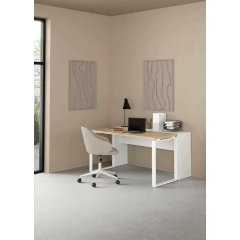 Dmora - Escritorio Oriane, Escritorio multiusos, Mesa de oficina para PC, El plan de trabajo, 60x0 h76 cm, Roble y Blanco