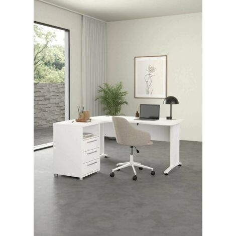 Dmora - Escritorio Sidonia, Escritorio multiusos, Mesa de oficina para PC, El plan de trabajo, 159x150 h75 cm, Blanco