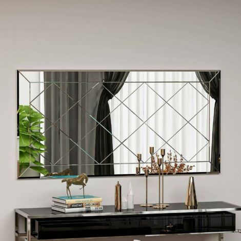 Dmora - Espejito Dpessin, Espejo, Objeto de decoración de pared, Decoración de espejo, 60x2h120 cm, Blanco