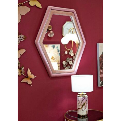 Dmora - Espejito Vagienna, Espejo, Objeto de decoración de pared, Decoración de espejo, 75x4 h80 cm, Rosa