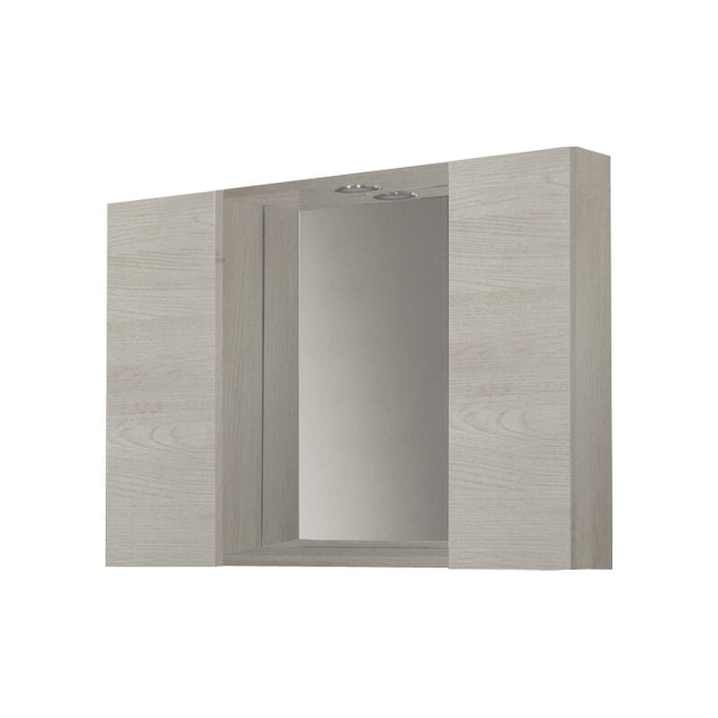 

Espejo de baño con luces led, Mueble de pared para baño con dos puertas, Mueble de pared, Made in Italy, 80x15h60 cm, Color olmo - Dmora