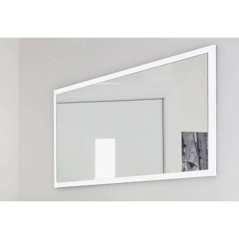 Dmora Espejo de pared con marco, Made in Italy, Espejo de baño, 120x2h60 cm, color blanco brillante, con embalaje reforzado